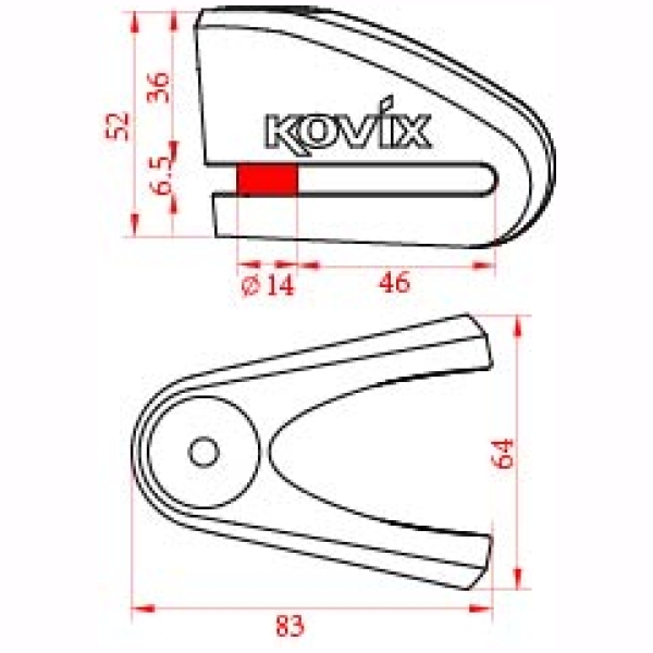Locks Kovix KVS2-SS Steel Series 14mm Pin