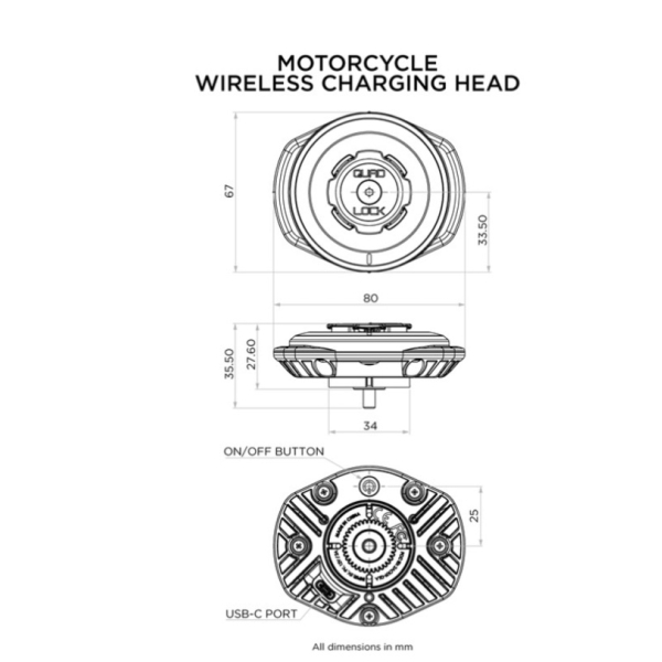 Accessoires GPS / GSM Quad Lock Wireless Charging Head V2